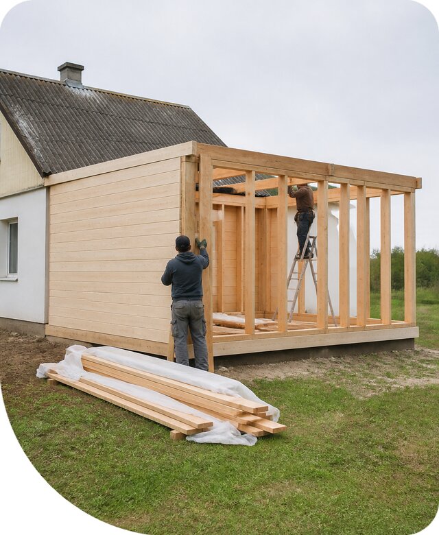 Каркасная пристройка к дому в Шахтах под ключ с монтажом